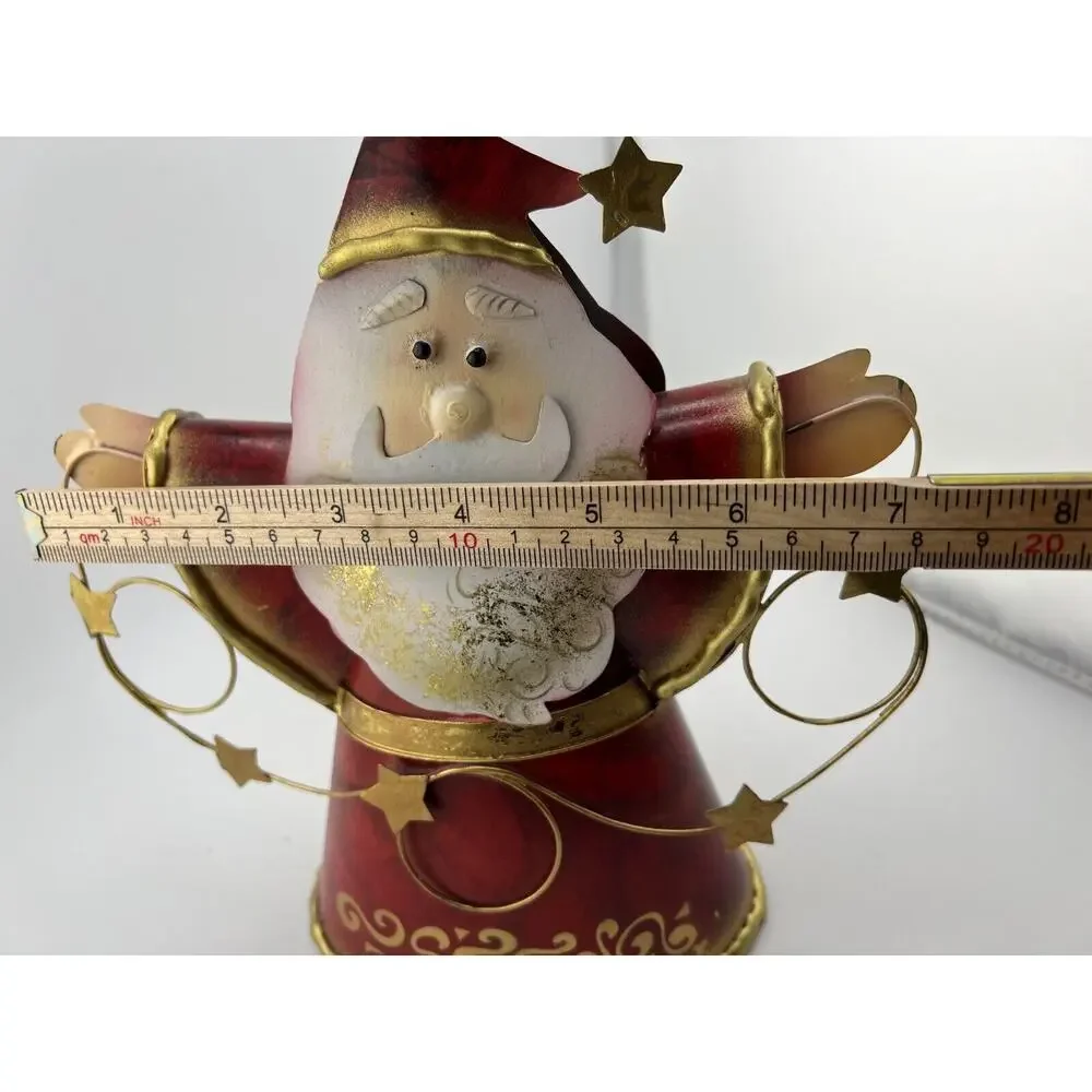Vintage Holiday Christmas Decorative Metal Tin Santa Claus 8